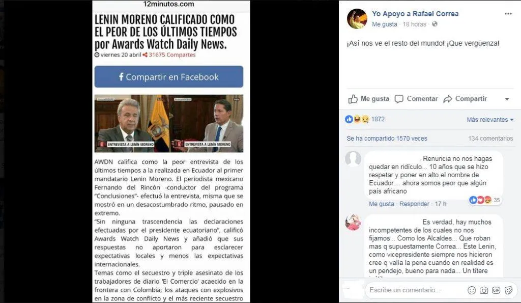Noticia falsa difundida en redes sociales