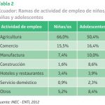 Ecuador ramas de actividades por empleado NNA