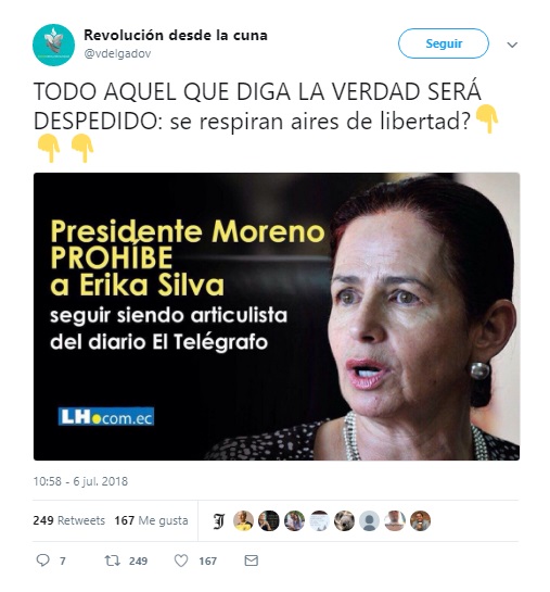Érika Silva fue articulista de diario El Telégrafo