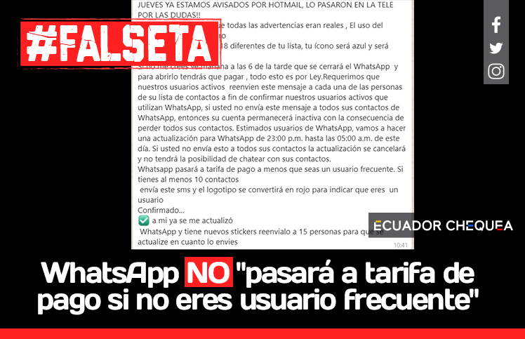 FALSETA WhatsApp redes