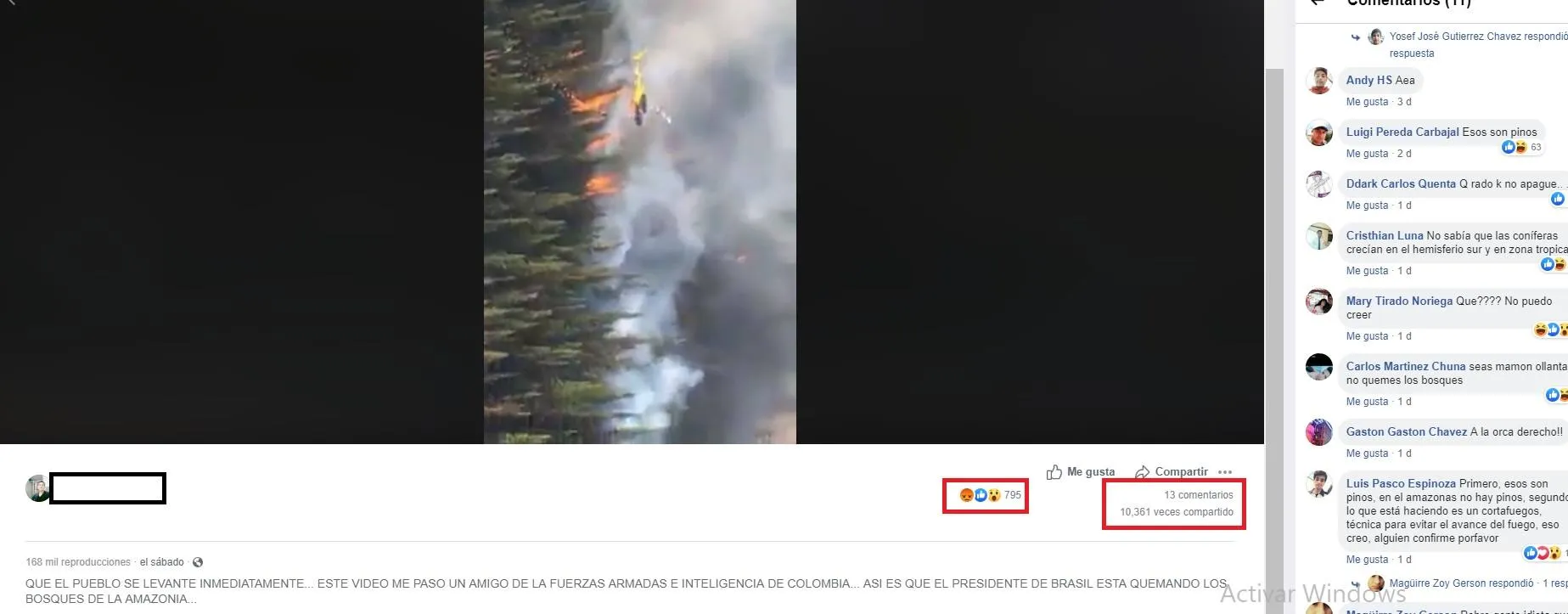 fuego en el amazonas
