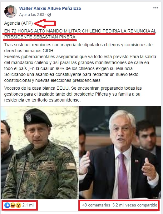 militares chilenos piden renuncia