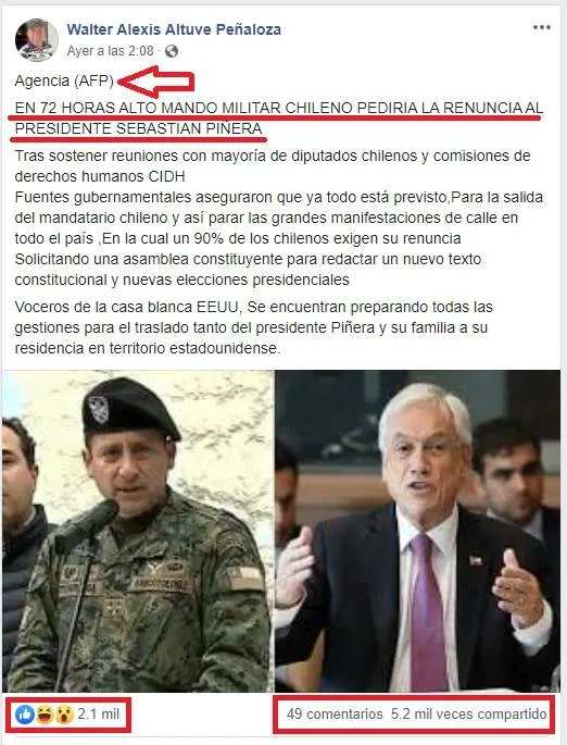 militares chilenos piden renuncia