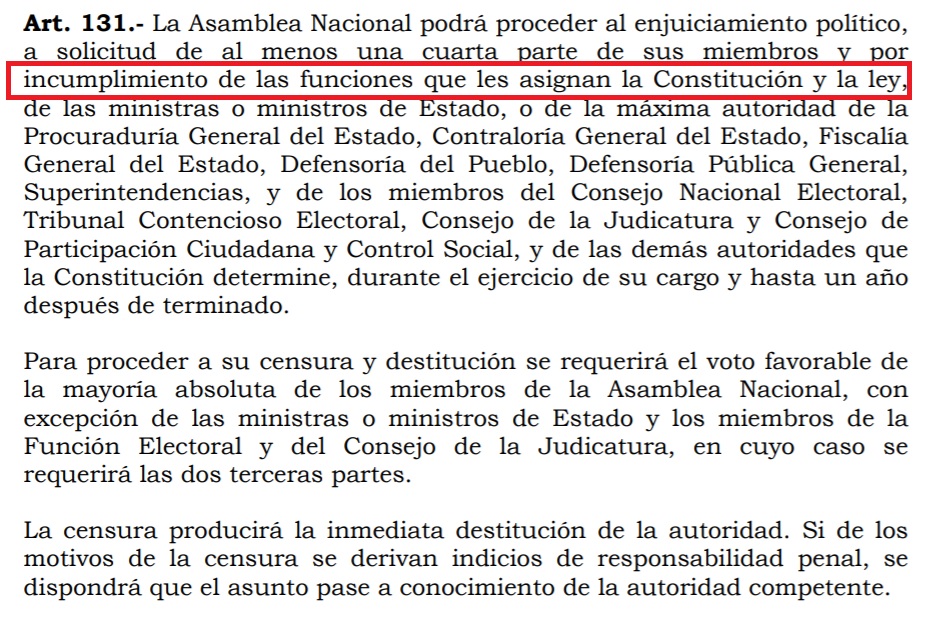 incumplimiento de sus funciones