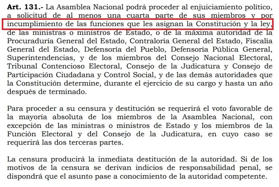 incumplimiento de sus funciones