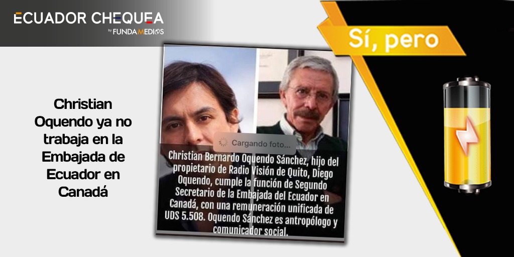 Christian Oquendo ya no trabaja en la Embajada de Ecuador en Canadá