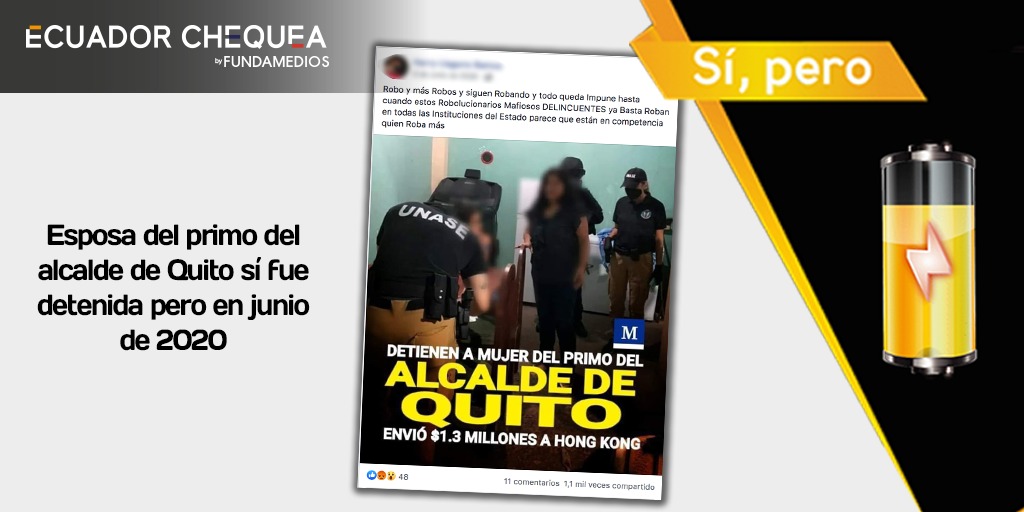 Esposa del primo del alcalde de Quito sí fue detenida pero en junio de 2020