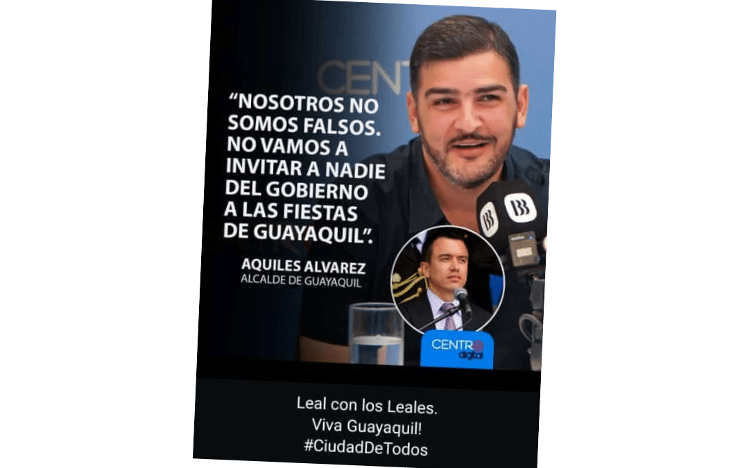 Álvarez dijo: “No vamos a invitar a nadie del Gobierno a las Fiestas de Guayaquil”