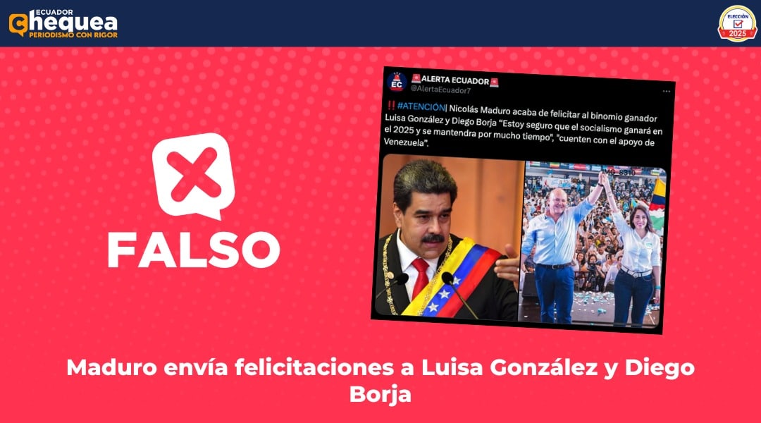 Maduro envía felicitaciones a Luisa González y Diego Borja