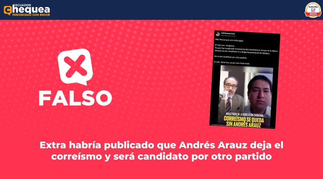 Extra habría publicado que Andrés Arauz deja el correísmo y será candidato por otro partido