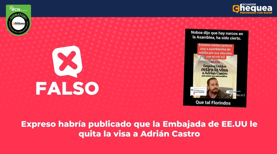 Expreso habría publicado que la Embajada de EE.UU le quita la visa a Adrián Castro