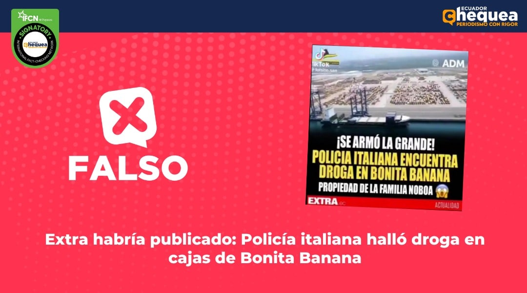 Extra habría publicado: Policía italiana halló droga en cajas de Bonita Banana