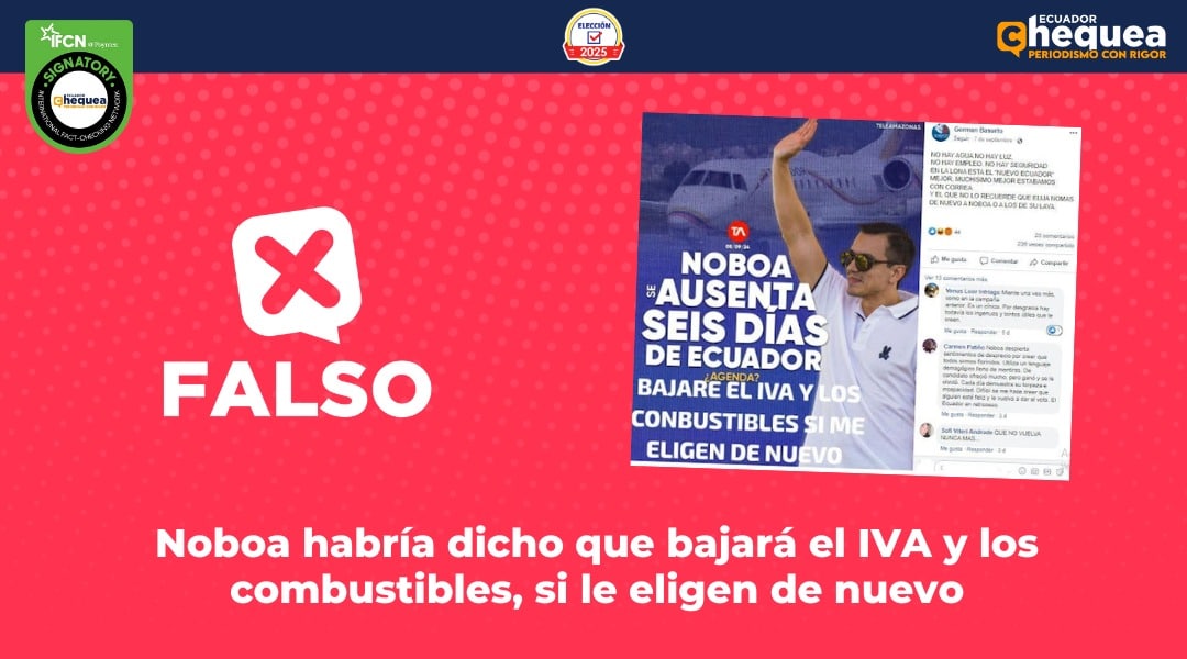 Noboa habría dicho que bajará el IVA y los combustibles, si le eligen de nuevo