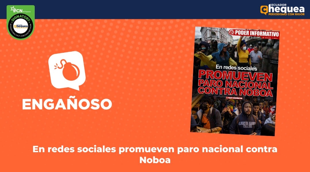 En redes sociales promueven paro nacional contra Noboa