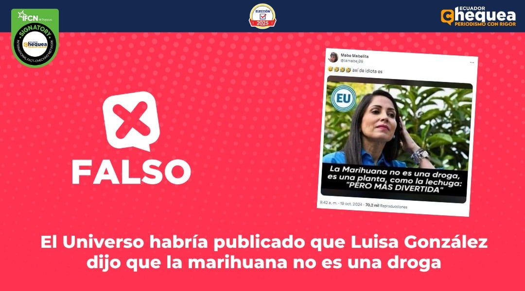 El Universo habría publicado que Luisa González dijo que la marihuana no es una droga