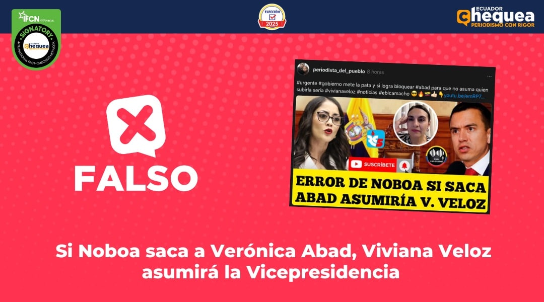 Si Noboa saca a Verónica Abad, Viviana Veloz asumirá la Vicepresidencia 