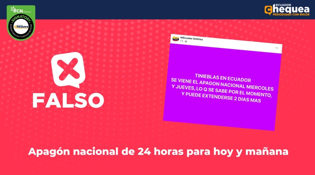 Apagón nacional de 24 horas para hoy y mañana