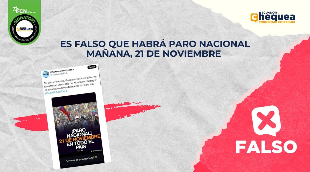 Es falso que habrá paro nacional mañana, 21 de noviembre