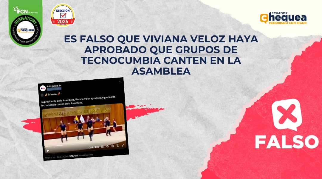 Es falso que Viviana Veloz haya aprobado que grupos de tecnocumbia canten en la Asamblea