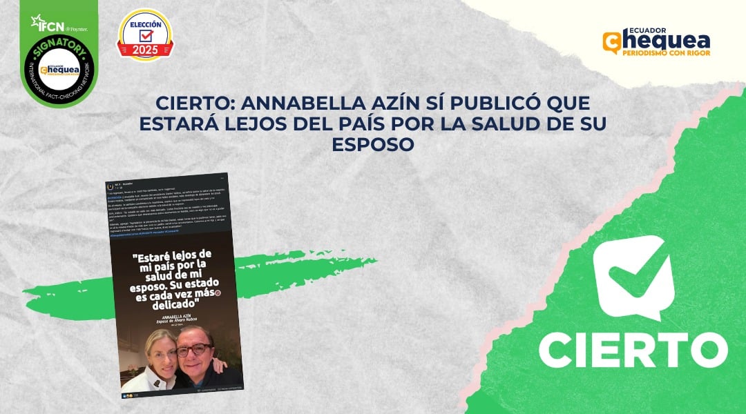 Cierto: Annabella Azín sí publicó que estará lejos del país por la salud de su esposo