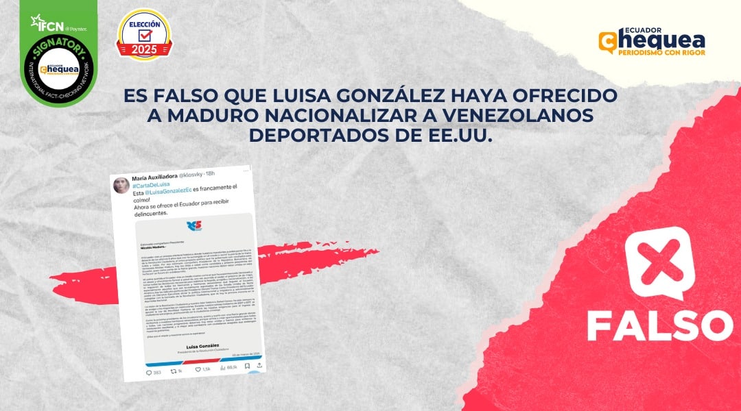 Es falso que Luisa González haya ofrecido a Maduro nacionalizar a venezolanos deportados de EE.UU.  