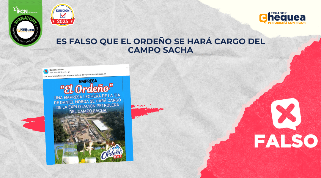 Es falso que el Ordeño se hará cargo del campo Sacha