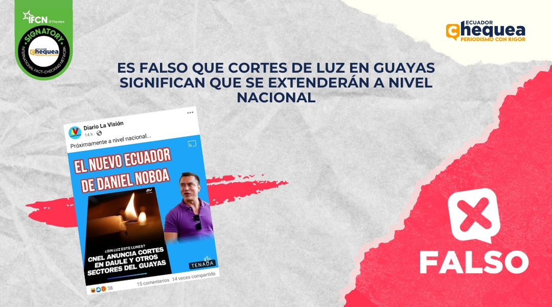 Es falso que cortes de luz en Guayas significan que se extenderán a nivel nacional